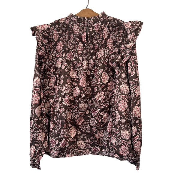 GAP Floral Smocked Ruffle Top Women S Tall Bohemian Chic Hippie Peasant Trendy - Picture 4 of 9